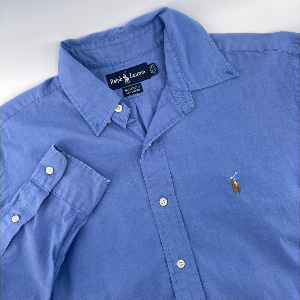 Ralph Lauren Yarmouth Mens Blue 100% Cotton Long Sleeve Button Down Shirt